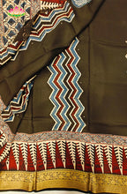 Dola Silk Saree with Ajrakh Handblock Print 9