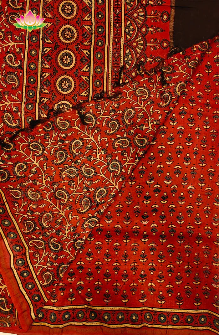 Ajrakh X Chanderi Saree 8