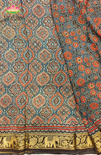 Dola Silk Saree with Ajrakh Handblock Print 3