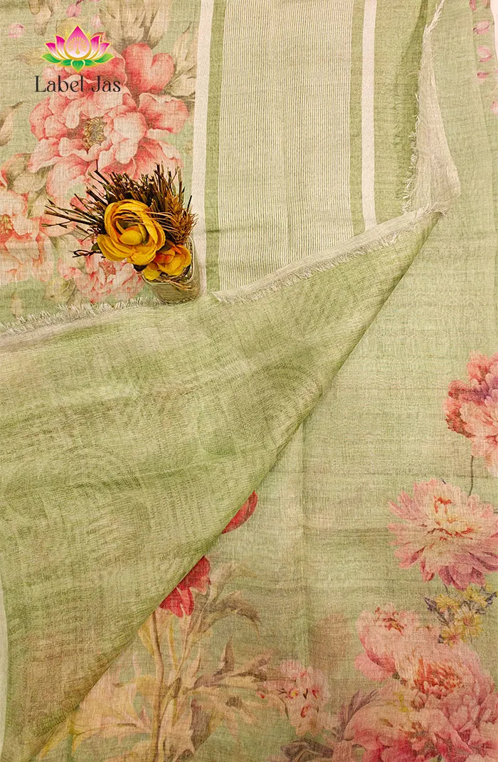 Pure Digital Linen  Tissue Saree 2