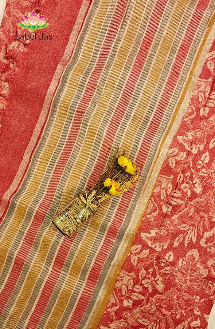 Pure  Linen Saree with Digital print 10