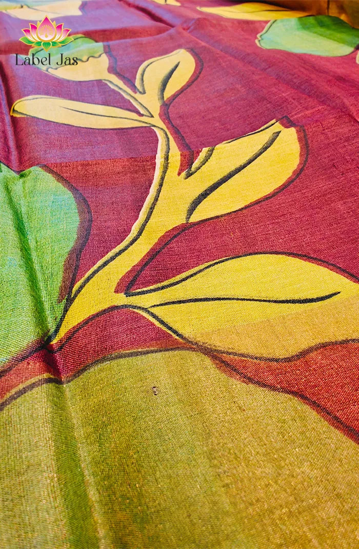 Dark Maroon Digital Printed Saree